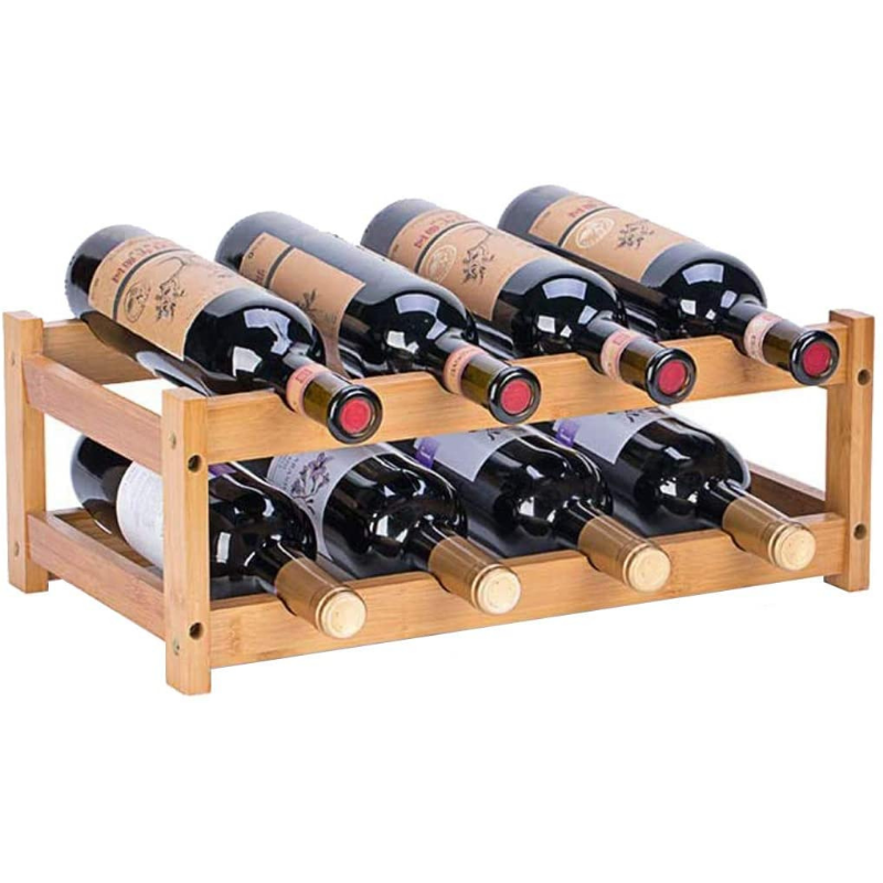 Natural Free Standing Bamboo Countertop Wine Bottle Storage Rack