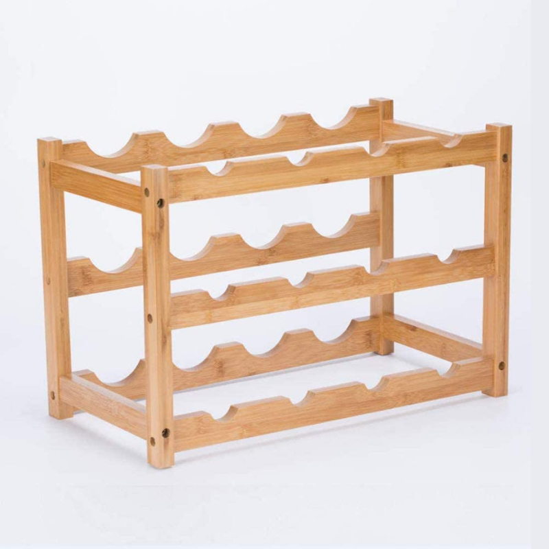 Natural Free Standing Bamboo Countertop Wine Bottle Storage Rack