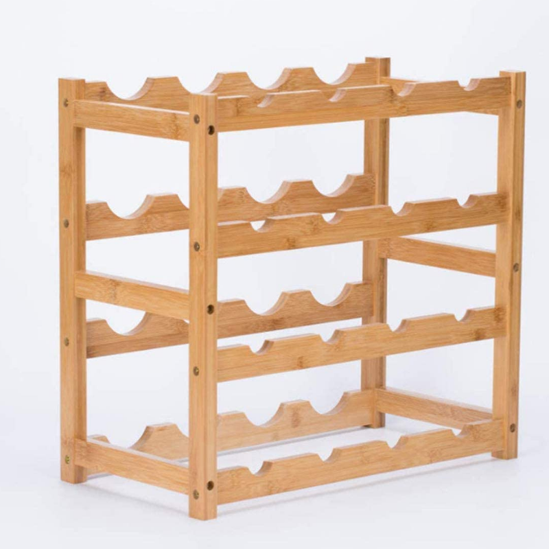 Natural Free Standing Bamboo Countertop Wine Bottle Storage Rack